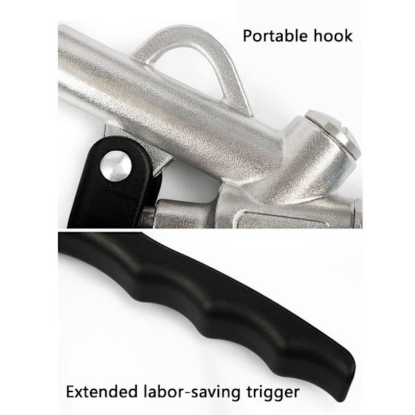 Högtrycksluftblåspistolset med justerbart luftflöde och förlängt munstycke