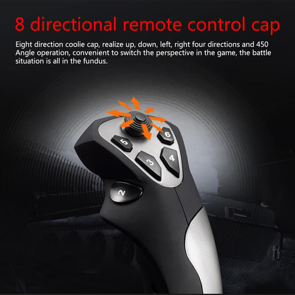 Vibrasjonsspillflyjoystick med USB-ladekabel for DC 5V/2A for PC