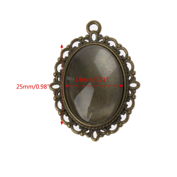 10 st Antik brons Silver Oval Legering hängskålar Blank ram med klart glas Cabochon Dome kakel för bröllopsfoto Ancient bronze A
