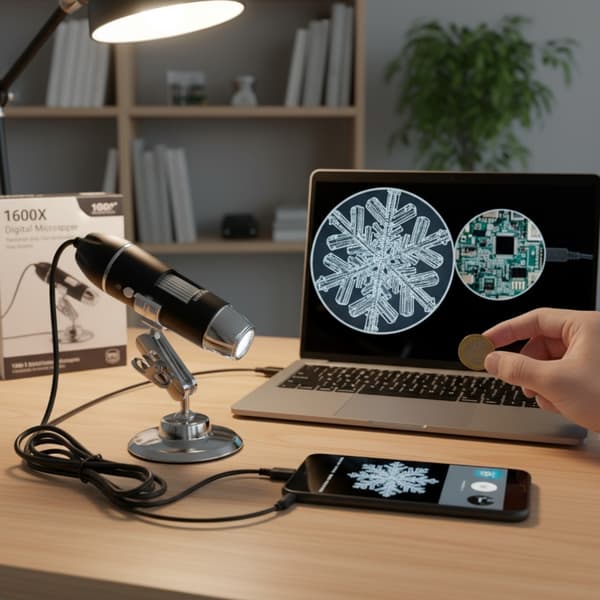 Professionelt 1600X digitalt mikroskop til computertelefon videnskabelig observation