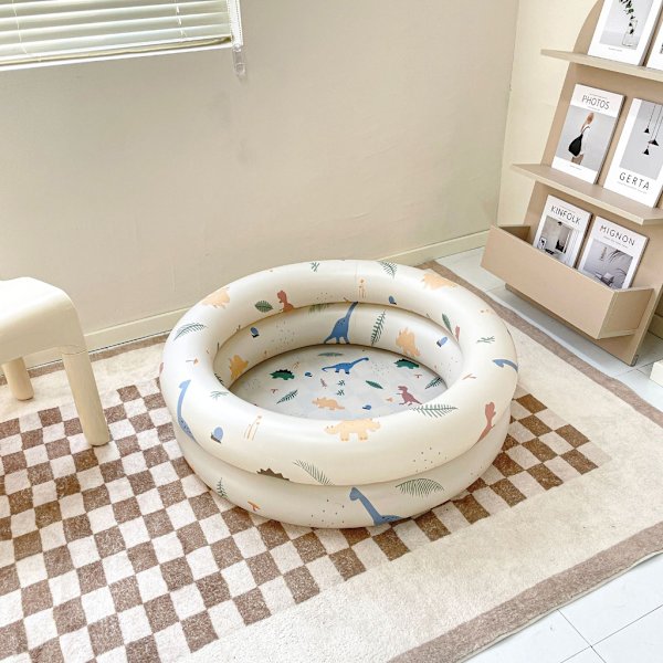 Uppblåsbar pool för barn Återanvändbar baby Bärbar liten pool Rund pool inomhus barnpool Beige 120