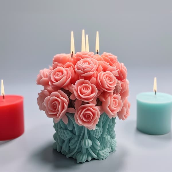 Rose Blomst Lysform for DIY Lys, Epoksyharpiksform Non-Stick A