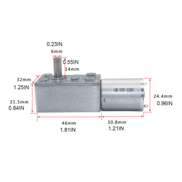 JGY370 2 RPM till 375 RPM High Moment Speed ​​Reducer 6V/12V24V Metall snäckväxelmotor Vändbar snäckväxelmotor med låg hastighet 60 12V