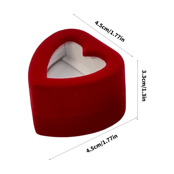 Stilig Flocking Hjerteformet Smykker Ringer Etui Bryllupsgaver Presentasjon