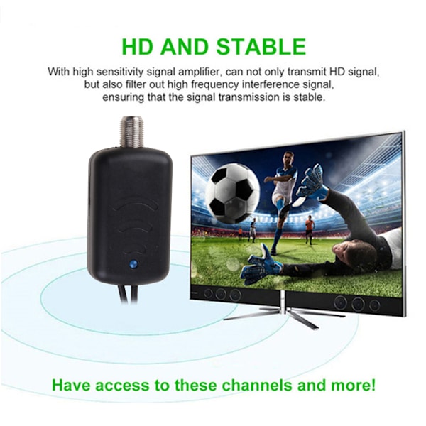 Digital inomhus-TV-antennförstärkare lång 50 mils räckviddsantenn för 720p, 1080i, 1080p/ ATSC-videotillbehör