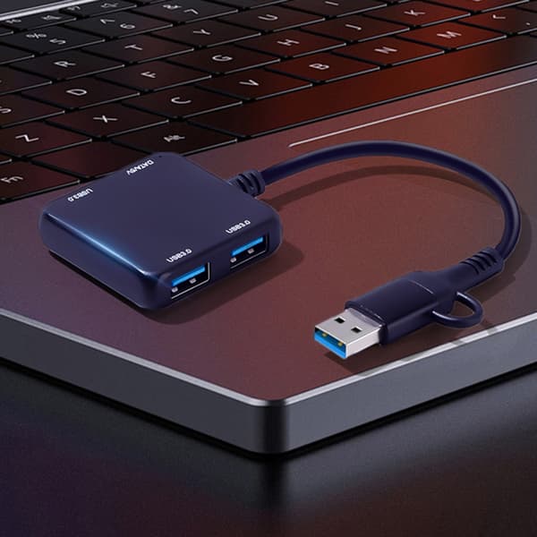 USB C til USB Hub-adapter 4 i 1 USB3.0 til computere, tablets og smartphones