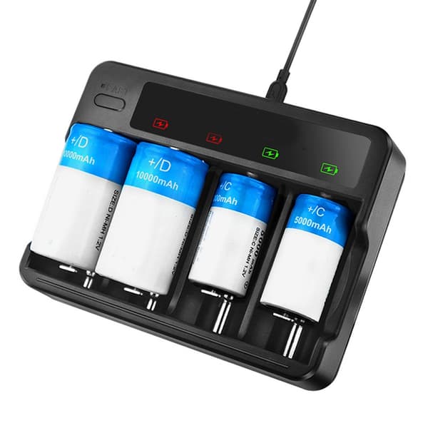 Universal AA 3A C D Batterilader for Ni Oppladbare Batterier USB