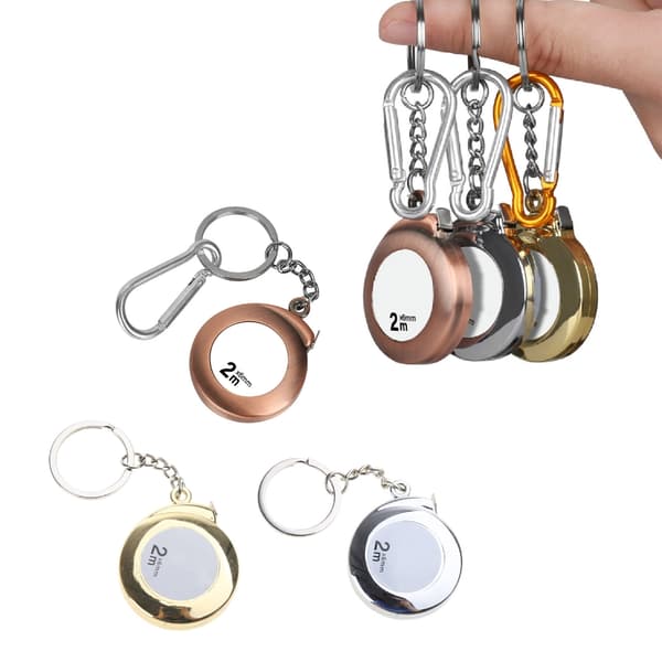 Mini måttband med nyckelring 2M infällbart måttband bärbart litet Silver