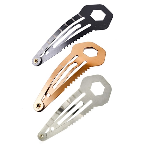 Självförsvarshårklämma för kvinnor Multifunktionell hårspärr Ministift i rostfritt stål självförsvar EDC Survival Tool Black