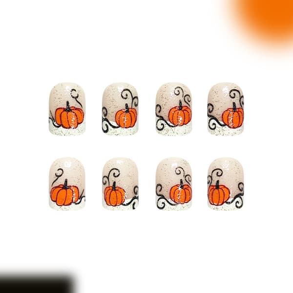 Lys Base Halloween-tema Press On Negler for Høst Kostymefest Styling