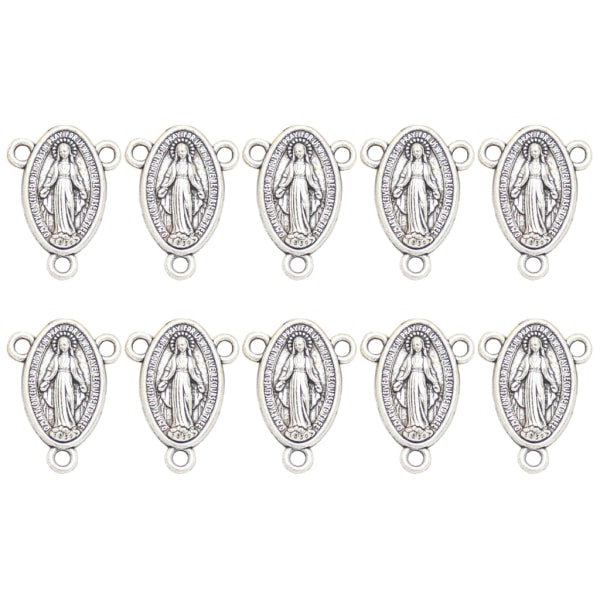 10st Virgin Mary Medal Hänge Oval Formed Medal Hänge Katolskt berlock smycken för armband Halsband Smycken null - B