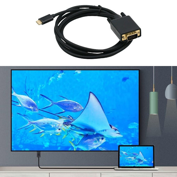Kompatibilitet USB3.1 Type C til VGA 31 tommer kabel til bærbare computere og tablets
