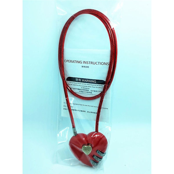Kärleksform Lås Bröllopspresent Hjärta Lösenord Kod Hänglås Vagn-fodral Koncentriskt lås Långt vajer Lösenord Hänglås Red 30cm