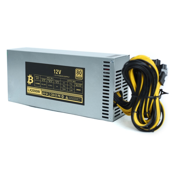 2000W Desktop Power Högeffektiv 6Pin kompatibel för BTC Bitcoin ETH Ethereum Server Miner Mining 10 Wire