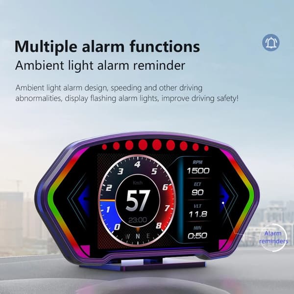 Head Up Display Digital Navigasjons Speedometer Overhastighetsalarm Diagnostisk Måler
