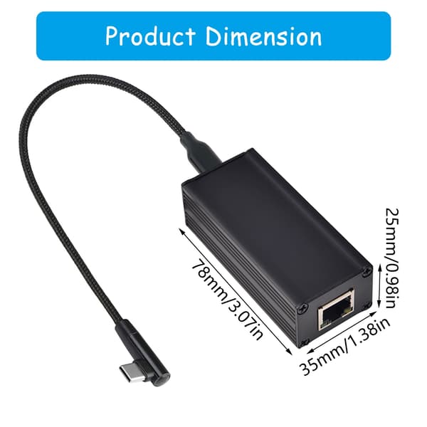 10/100 Mbps PoE til USB C-konverter til smartphone USB C til Ethernet-adapter