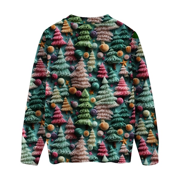 Langærmet julepullover til kvinder 3D-juleprintet pullover sweatshirt Multi XL