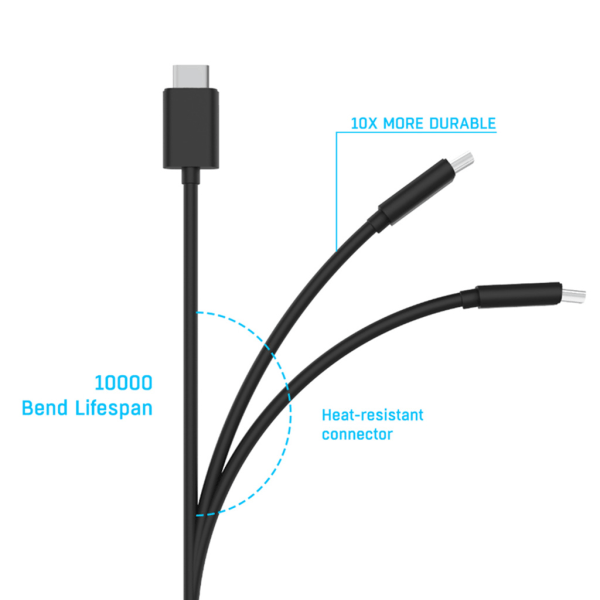 för 3m 2 i 1 Type-C USB snabbladdningskabelsladd för Controller Switch-telefon