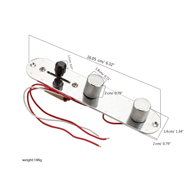 3-vägs gitarrkontrollplatta Trådladdad förkabelad kontrollplatta med 3-vägsbrytare elektrisk gitarrbyte