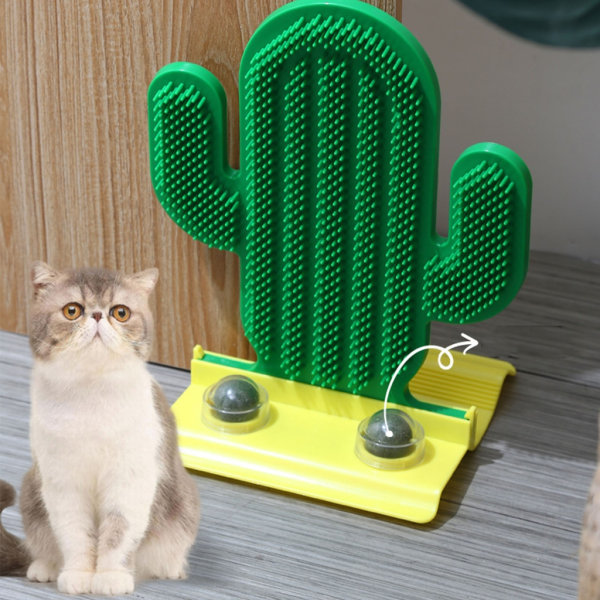 Interaktiv Cactus Cat Scratching Toy Borste Väggfäste leksak för rolig träning Katt Väggsoffa Scratcher Groomers Toy