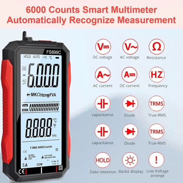 Digital multimeter voltmeter med temperaturfunktion för hemmabruk