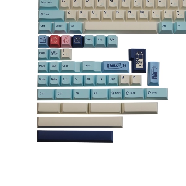 Tjock PBT Keycap Fruity Milk Keycaps Cherry Profile 143 Keys DYE Sublimation För MX Switch Standard Mekaniskt Tangentbord