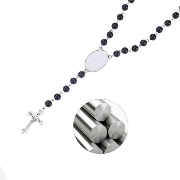 Moderosbandspärlor för korshalsband Värmeöverföringssublimeringshalsband med Jesus-krucifix för katolska bönegåvor White