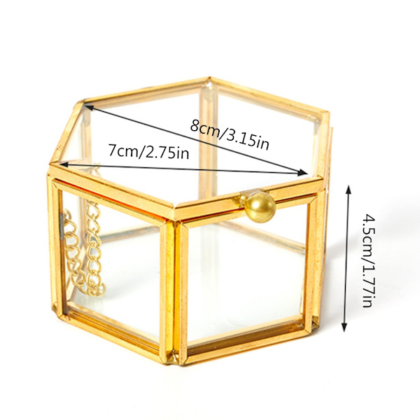 Kreativ Tom Geometrisk Glas Smyckeskrin Smycken Organisera Hållare Ringar Box Smycken Förvaring Bröllopspresent för kvinnor Gold