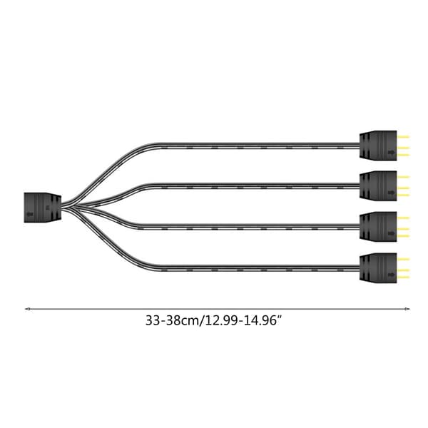 ARGB 5V 3-Pin Forlængerkabel Adapter 33cm 1 til 4 RGB Splitterledning til PC LED