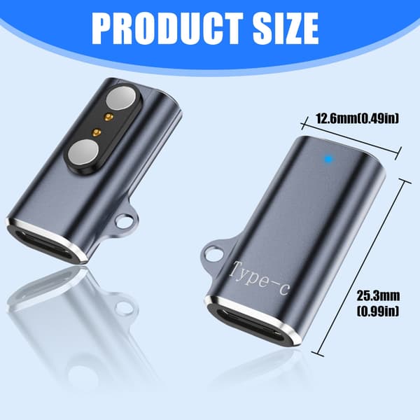 Magnetisk Type C til 2-benet adapter til knogleledningshovedtelefoner 2,8 mm afstand
