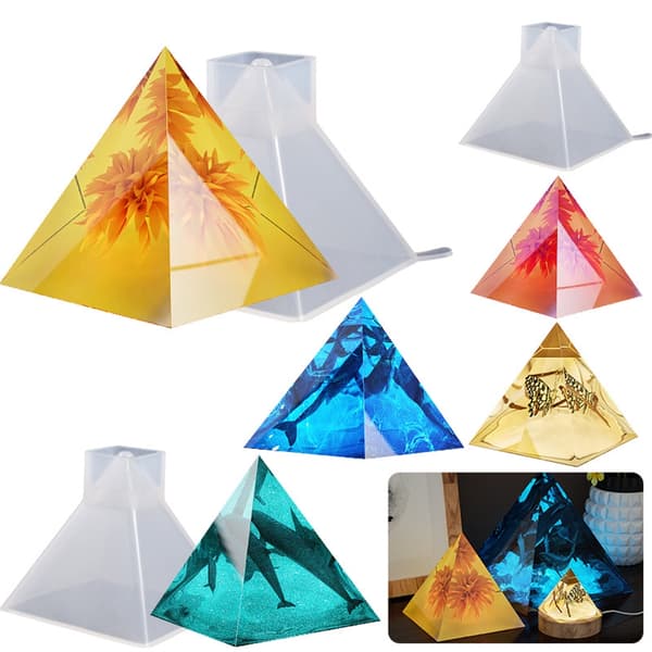 Silikone lysform Pyramide lysform til harpiksstøbning, Pyramide harpiksform 6.3cm