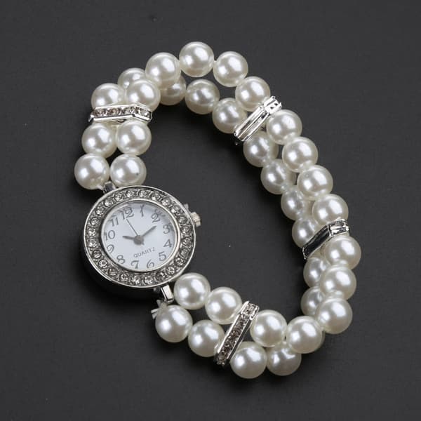 Dameur simuleret perle til rhinsten luksus mode elegant armbånd White Style 5