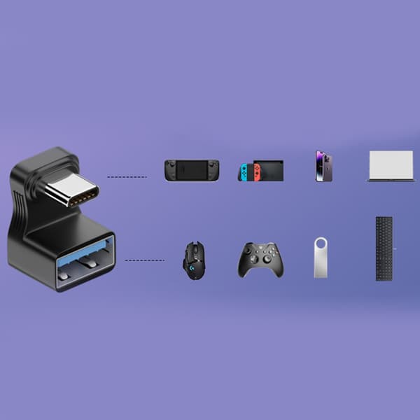 Mini USB hunn til USB OTG-adapter USB3.0 til USB-C OTG-omformer 180° U-form