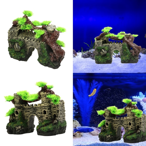 Minisimulering Slottsharts Realistiskt akvarium Europeisk stil False Castle Fish Tank Aquarium Plant Aquarium Supplies
