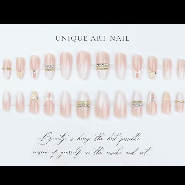 Fransk Gradient Press On Manicure Negle til Hverdagslook og Rejseplaner