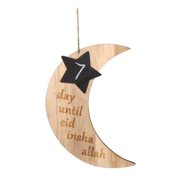 Trä Ramadan Countdown Kalender Svarta tavlor Ornament hänge för Ramadan Eid Mubarak festdekorationer A