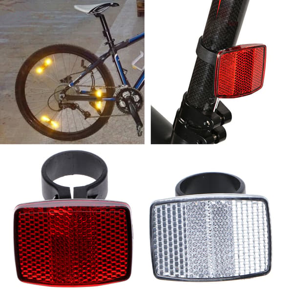 Cykel Cykelstyre Reflektor Reflekterande Fram Bak Varningsljus Säkerhetslins White