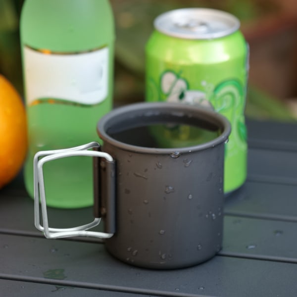 Aluminiumlegering kopp te kaffemugg Camping picknick vattenkopp mugg med vikbart handtag White