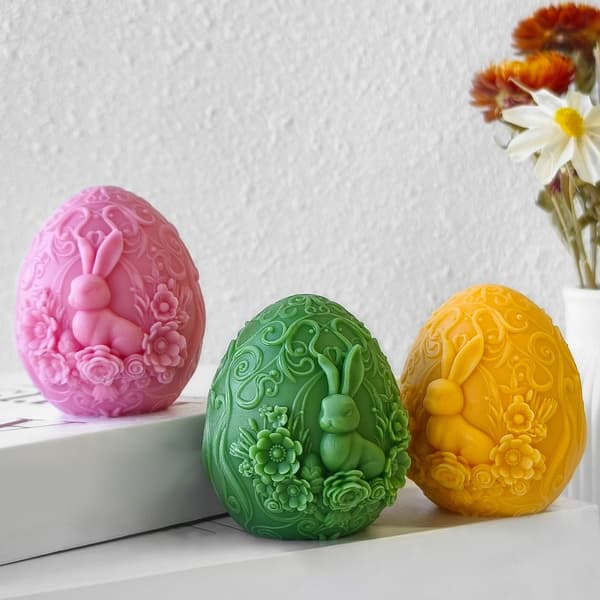 Robust Kanin Egg Silikonform For DIY Påske Duftlys Og Gaver