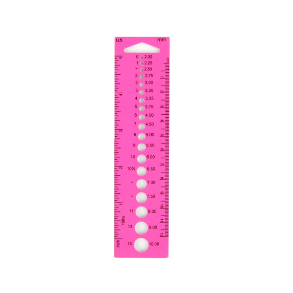 Multifunktionell sticksticka Linjal Sticknålsmätverktyg Stickning Mätlinjal Nålstorleksverktyg E