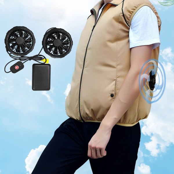 Herr utomhussommarrock USB Elektrisk fläkt kyljackor Herr Luftkonditionering Fläktkläder USB Heatstroke Sommarjackor