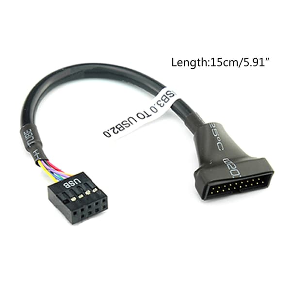 USB header till USB kabel, moderkort USB 3.0 hona till USB 2.0 hane header-kabel