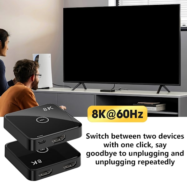 2 i 1 Ut Växlare Stöder 4K 120Hz 2.1 Hub Splitter