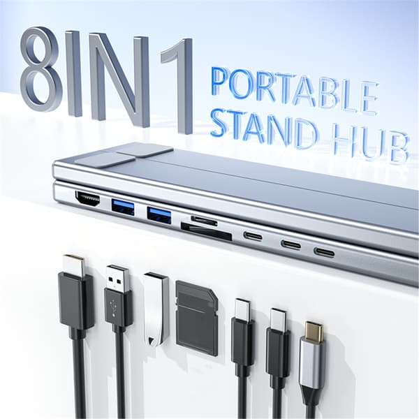 Typ C-hubbar med 4K USB3.0 Typ C PD100W Aluminiumlegering för PC Laptop