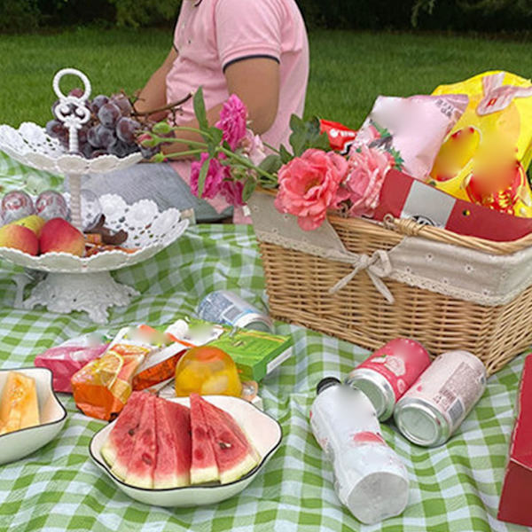för extra stor picknick & strandfilt Vattentät Handy matta 3 lager bärbar campingmatta för familj, vänner, barn Red