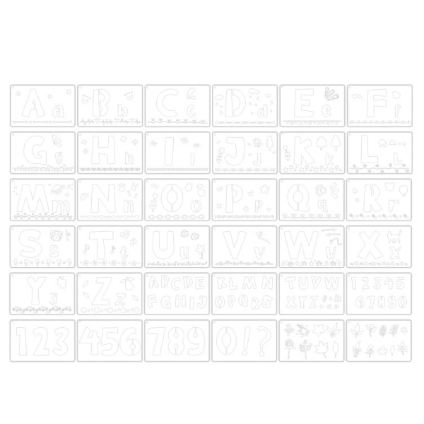 36-pack bokstavsnummerschabloner för målning på trä Återanvändbara PET-ritmallar för pojkar Flickor Studenter gör-det-självälskare