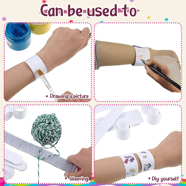 30 stycken Vita Slap Armband DIY Blank Slap Band Bulk Plast Party Armband för födelsedagsfest Konsert Skolpyssel