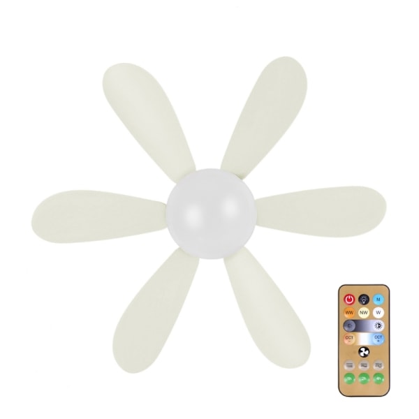 Multifunksjonell takvifte med lys, kjøligere lampe, avtakbart vifteblad med fjernkontroll 3000K-6500K AC85V-265V