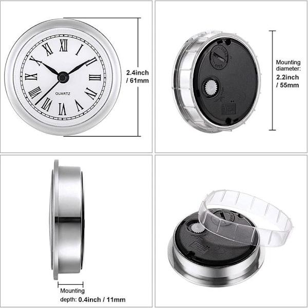 Mini Clock Insert 2,4 tum 61 mm rund kvartsklocka Fit-up rörelse miniatyr Gold