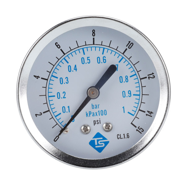 Ekonomisk tryckmätare med dubbla skalor för allmänt bruk med metallinredning, mätområde 0-15psi 0-1bar/kpa, lättviktig
